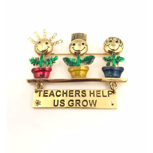 Dancraft Jewelry - Dancraft Teachers Help Us Grow Flower Pin Brooch